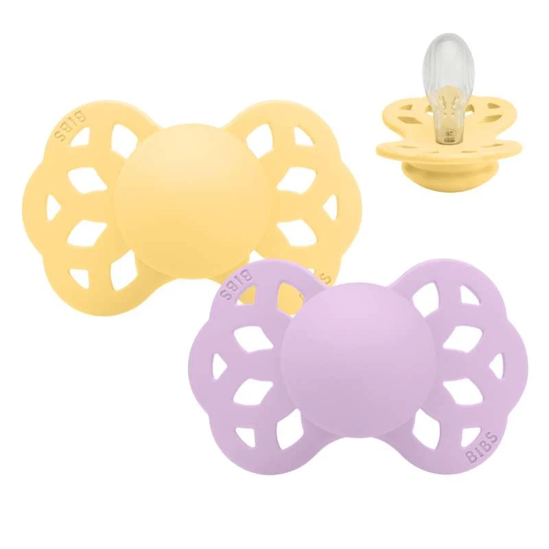 BIBS Symmetric Infinity Sut - 2-Pack - sz. 2 - Silicone - Pale Butter/Violet Sky