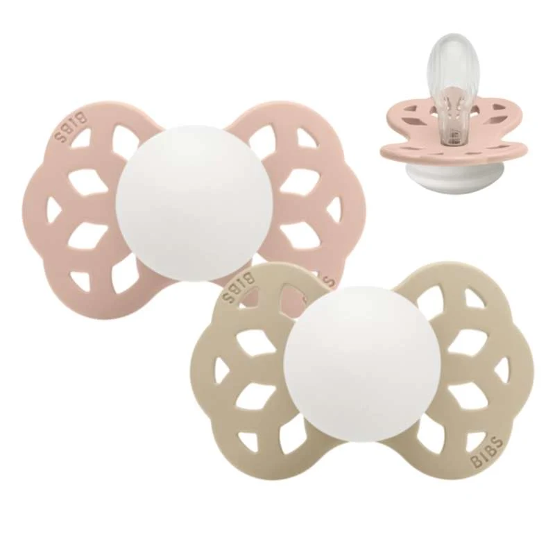 BIBS Symmetrical Infinity Sut - 2-Pack - sz. 2 - Silicone - GLOW - Blush/Vanilla