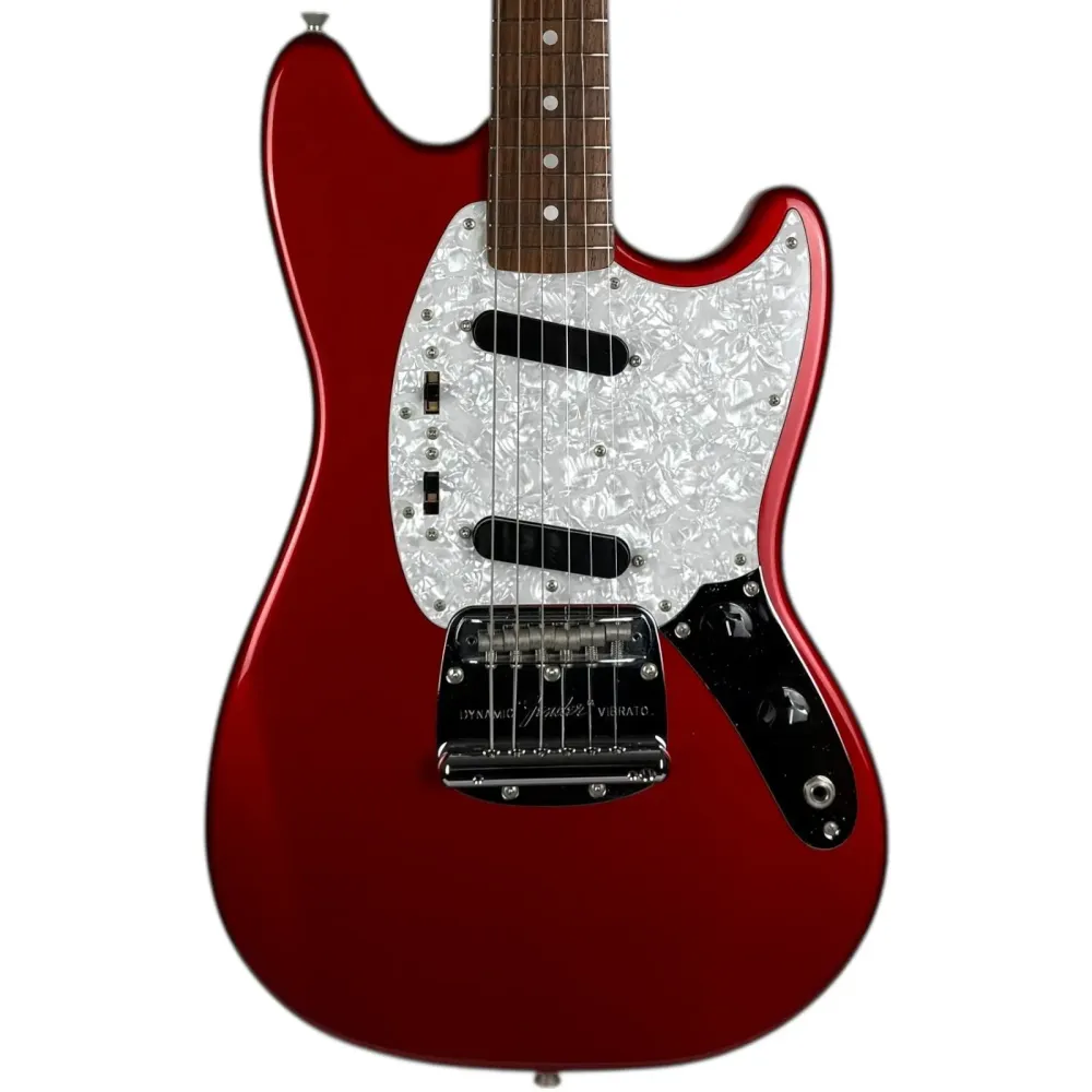 Fender Japan Traditional 70s Mustang 2010-2011 - Червен като бонбон с глава в същия цвят