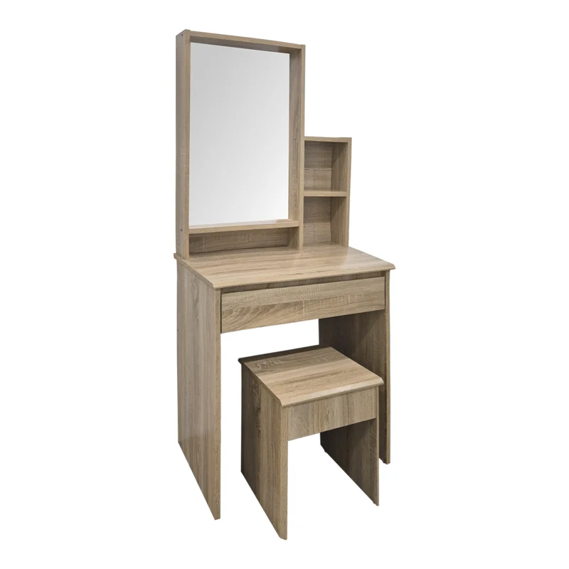 Тоалетка LARNIA с огледало и табуретка сонома 65x40x142см