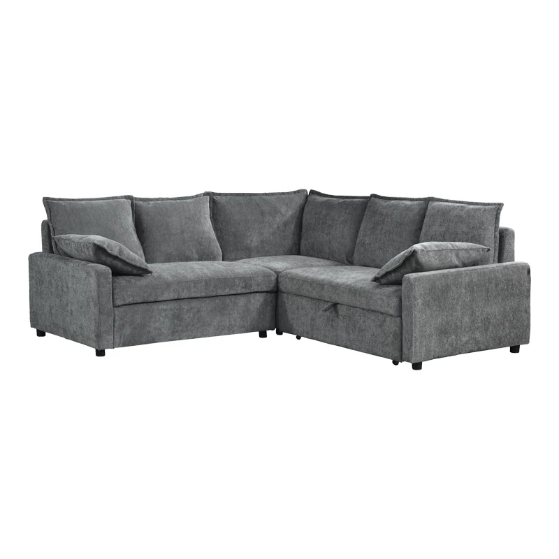 Ъглов разтегателен диван LOUNVINO антрацит плат 215x215x84см