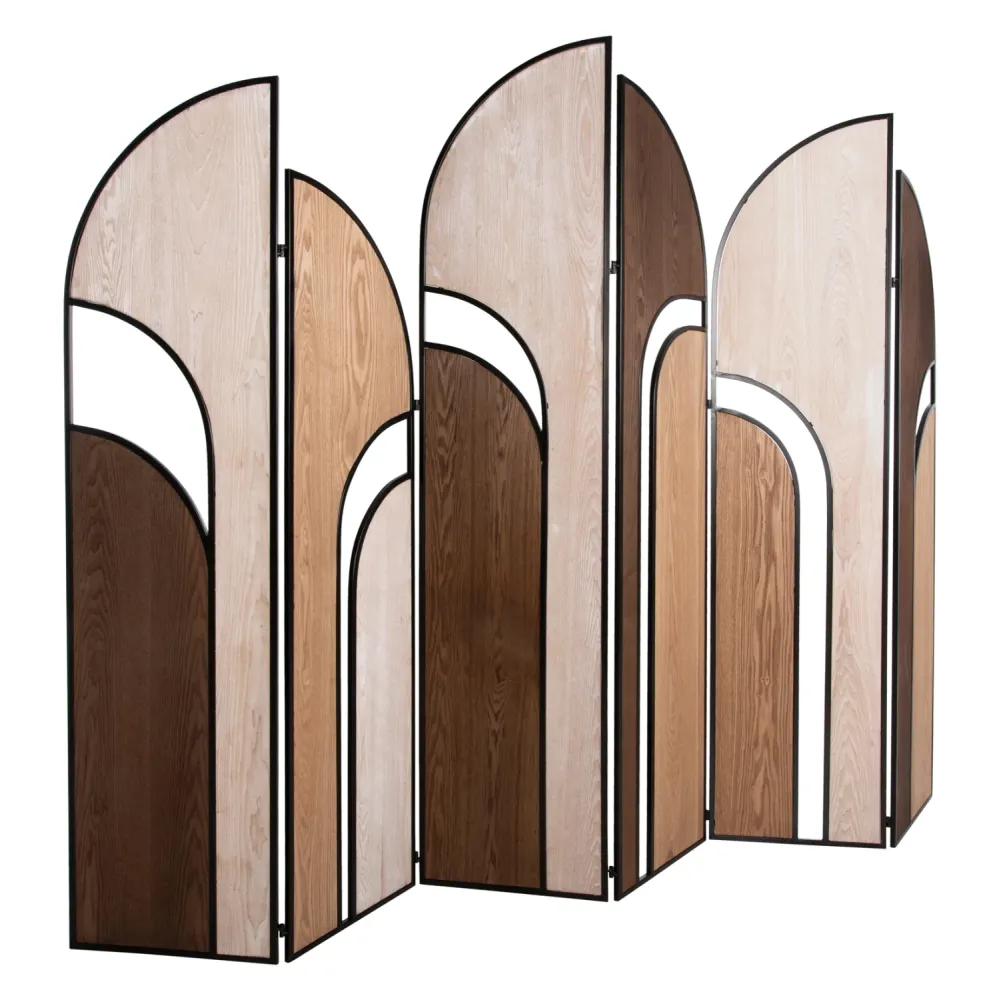 6-листен едностранен mdf параван CRYPT в 4 цвята - черен метал 241x1.5x180см.