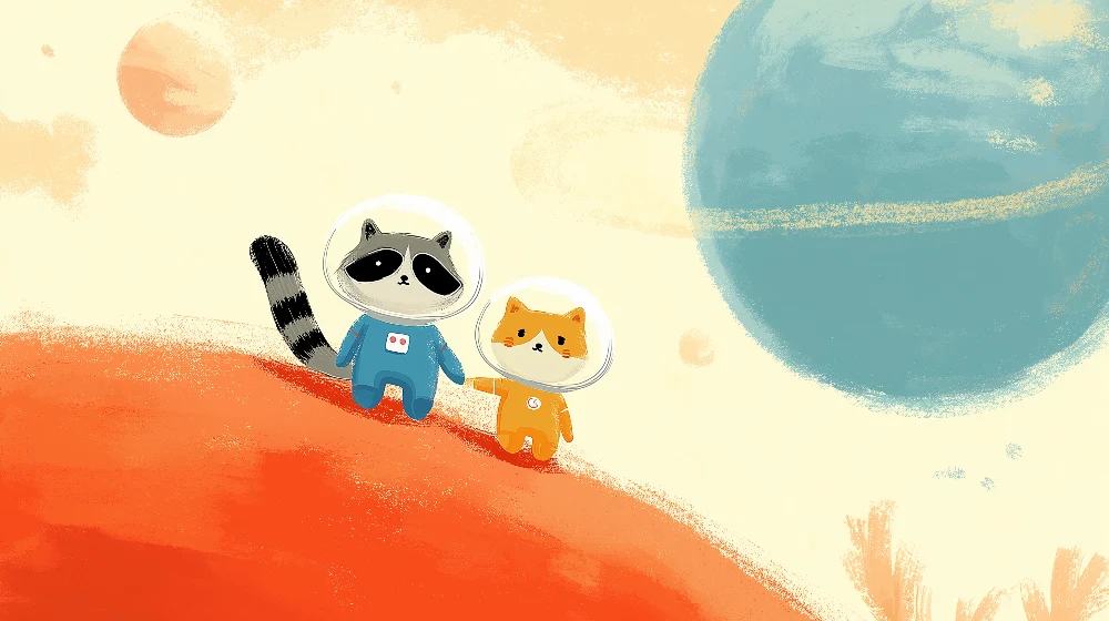 Papel de parede crianç | Animais astronautas explorando o espaço