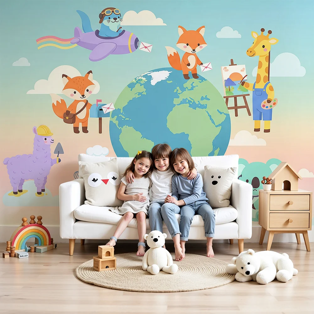 Papel de parede crianç | Aventurous animals around world