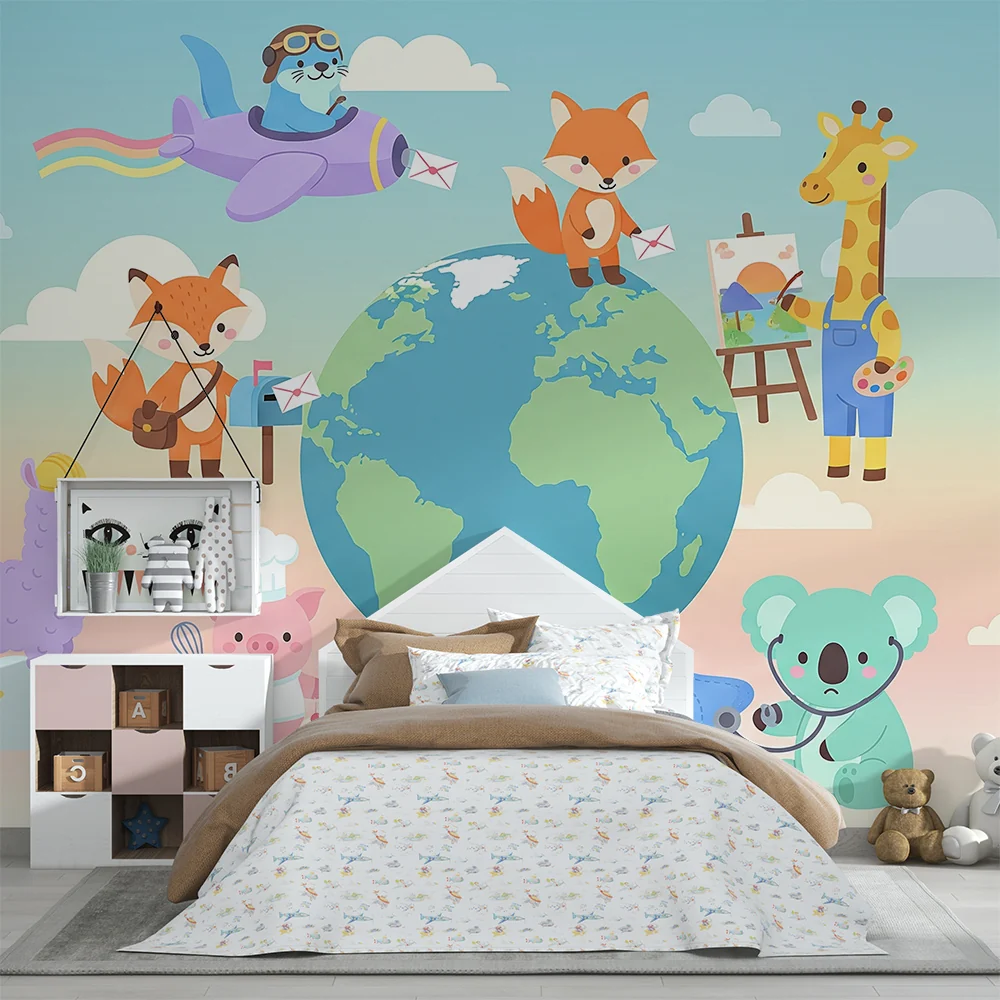 Papel de parede crianç | Aventurous animals around world