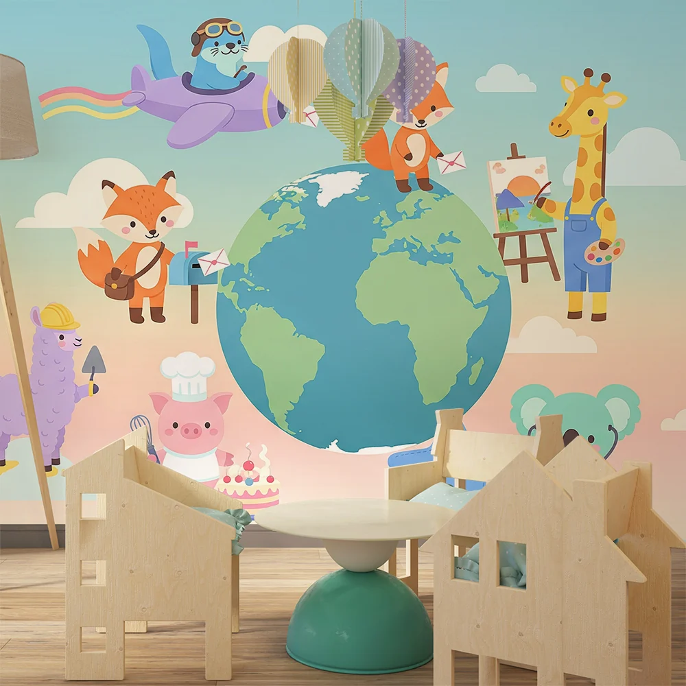 Papel de parede crianç | Aventurous animals around world