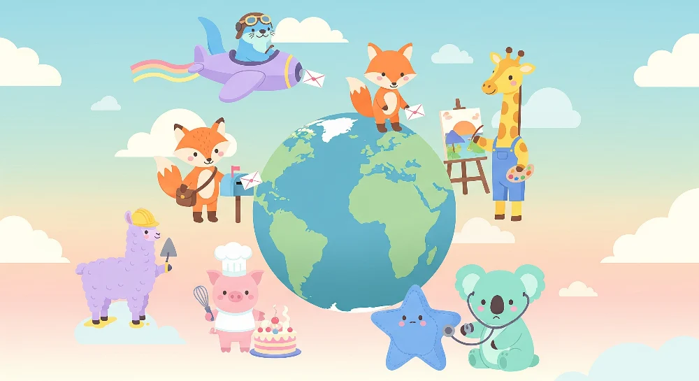 Papel de parede crianç | Aventurous animals around world