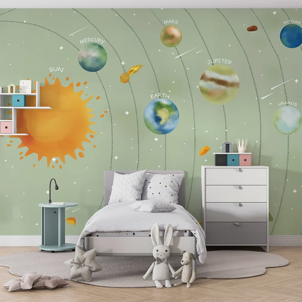 Papel de parede crianç | Divertido sistema solar