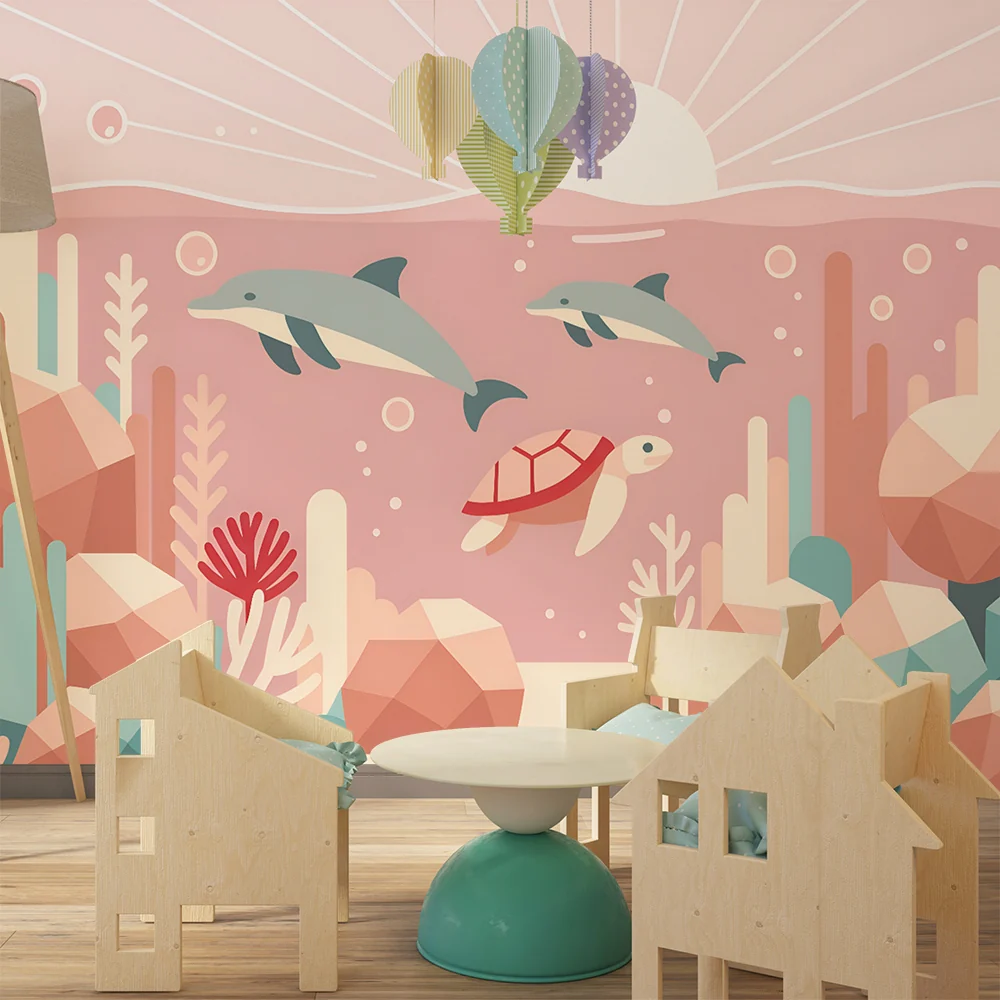 Papel de parede crianç | Golfinhos e recifes de coral