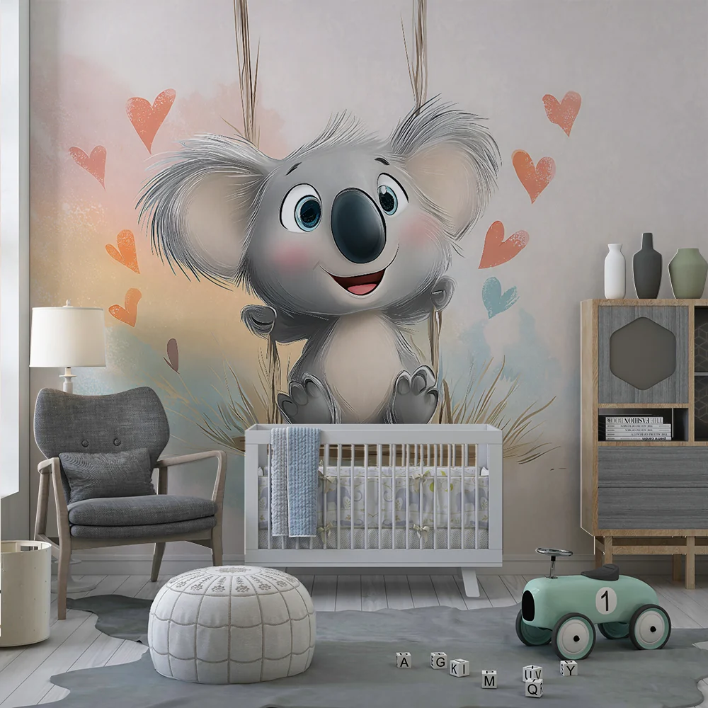 Papel de parede crianç | Koala adorável em um balanço
