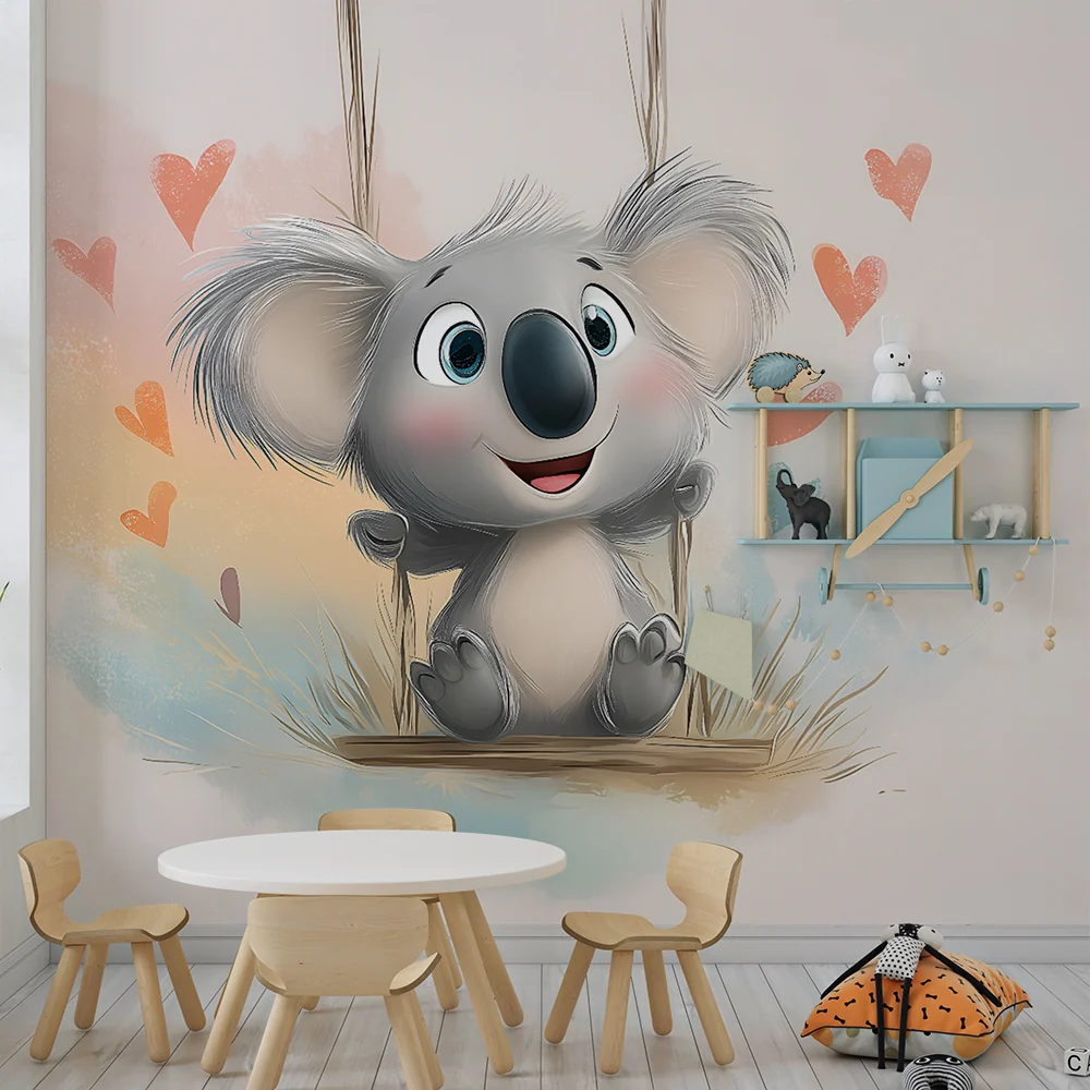Papel de parede crianç | Koala adorável em um balanço