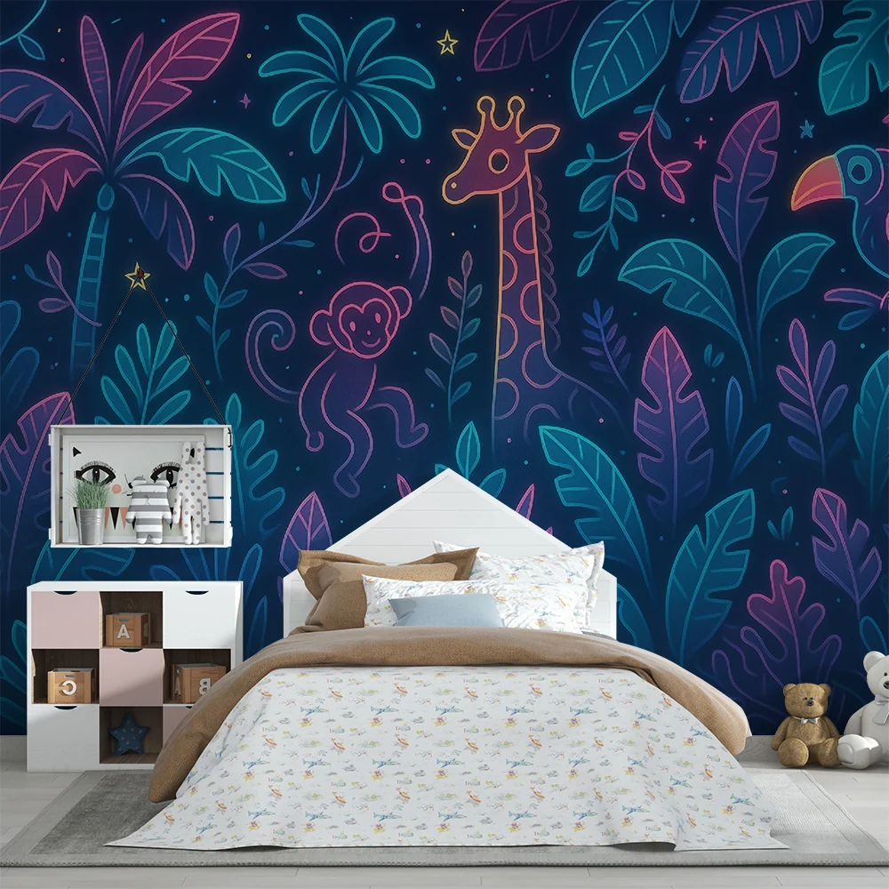 Papel de parede crianç | Mágica selva neon