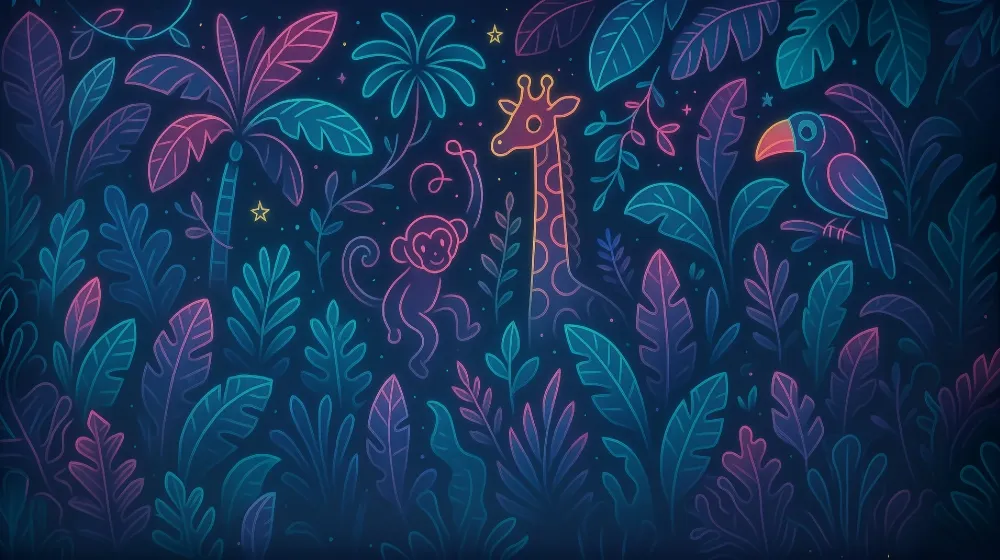 Papel de parede crianç | Mágica selva neon