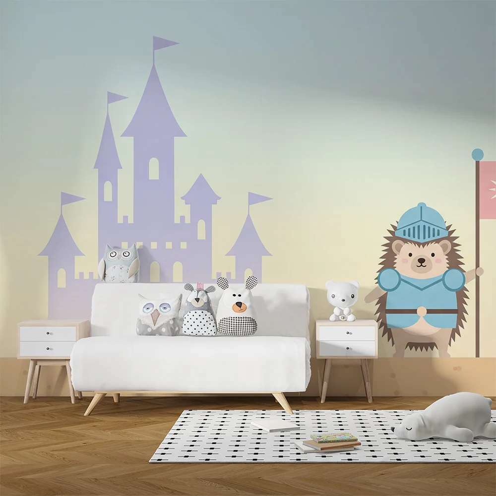 Papel de parede crianç | Ouriço cavaleiro e castelo mágico