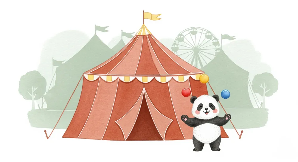 Papel de parede crianç | Panda alegre no circo