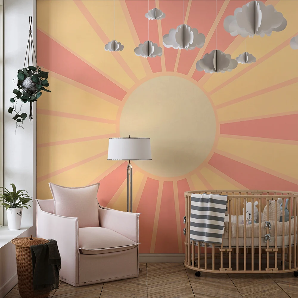 Papel de parede crianç | Retro raios de sol