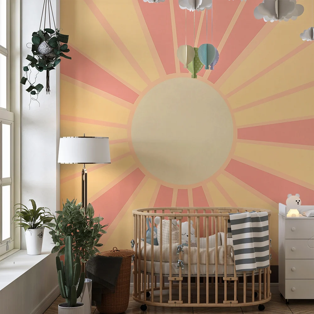 Papel de parede crianç | Retro raios de sol