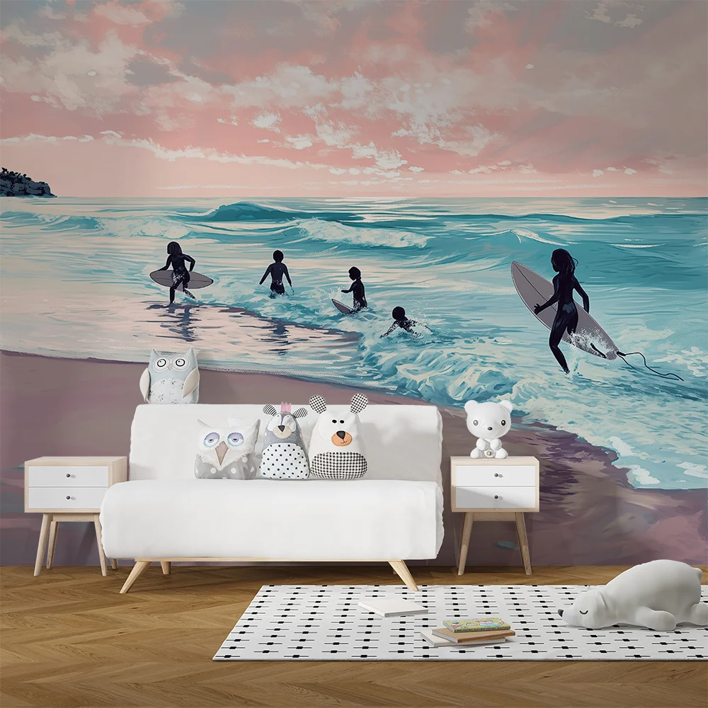 Papel de parede crianç | Surfers at sunset