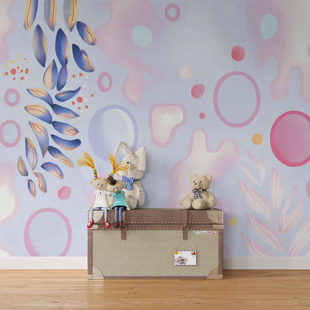 Papel de parede crianç | Tons pastel e formas orgânicas