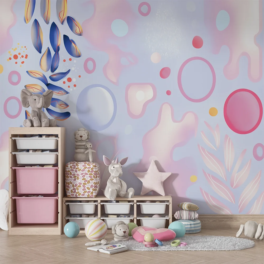 Papel de parede crianç | Tons pastel e formas orgânicas