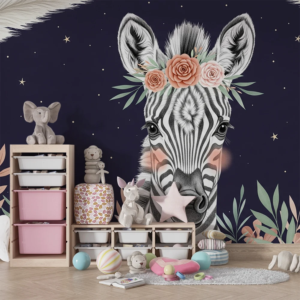 Papel de parede quarto bebê | Елегантна зебра под звездите