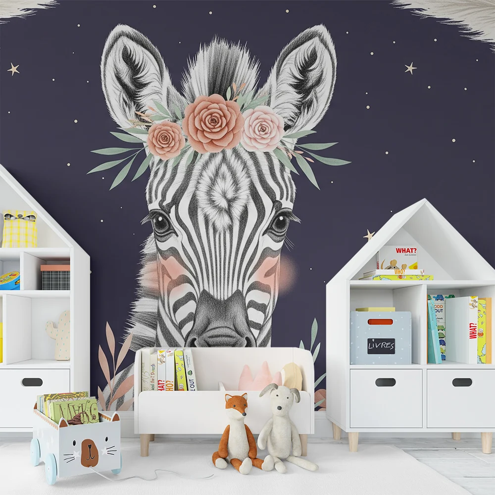 Papel de parede quarto bebê | Елегантна зебра под звездите