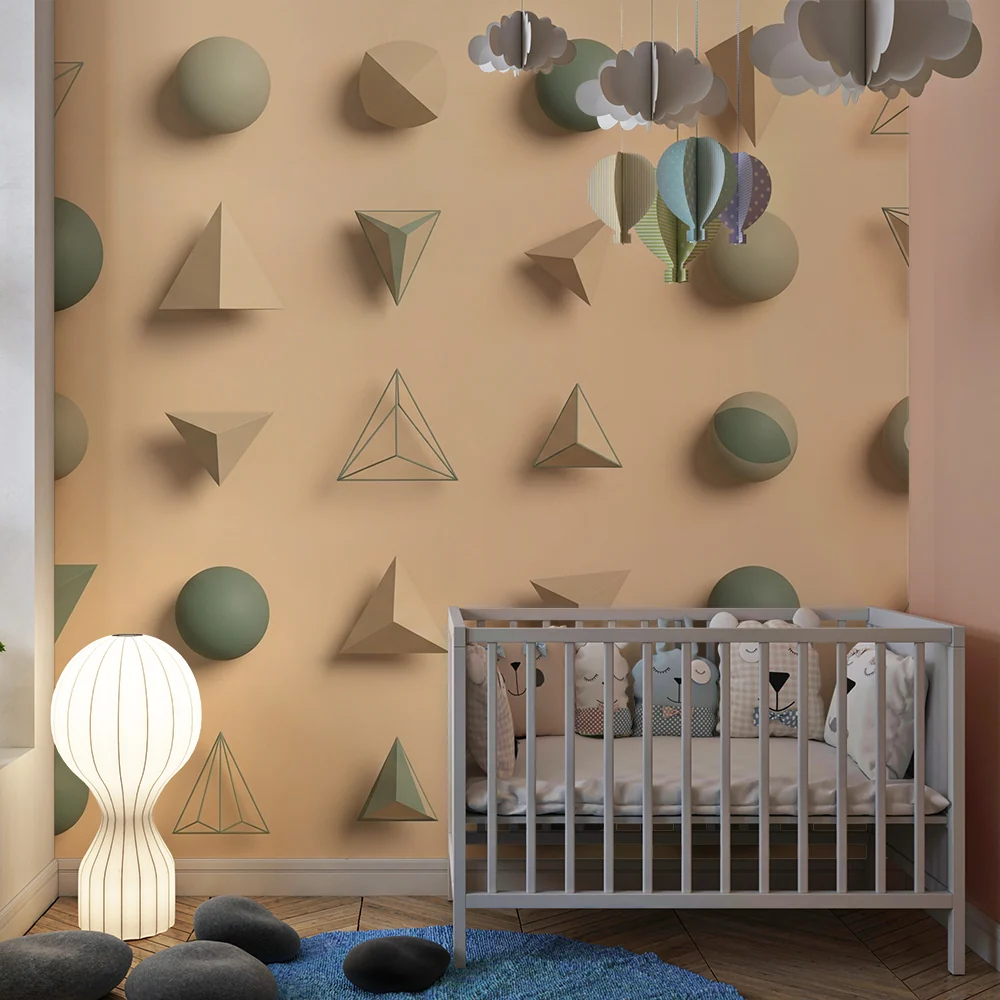 Papel de parede quarto bebê | Меки геометрични форми в пастелни тонове