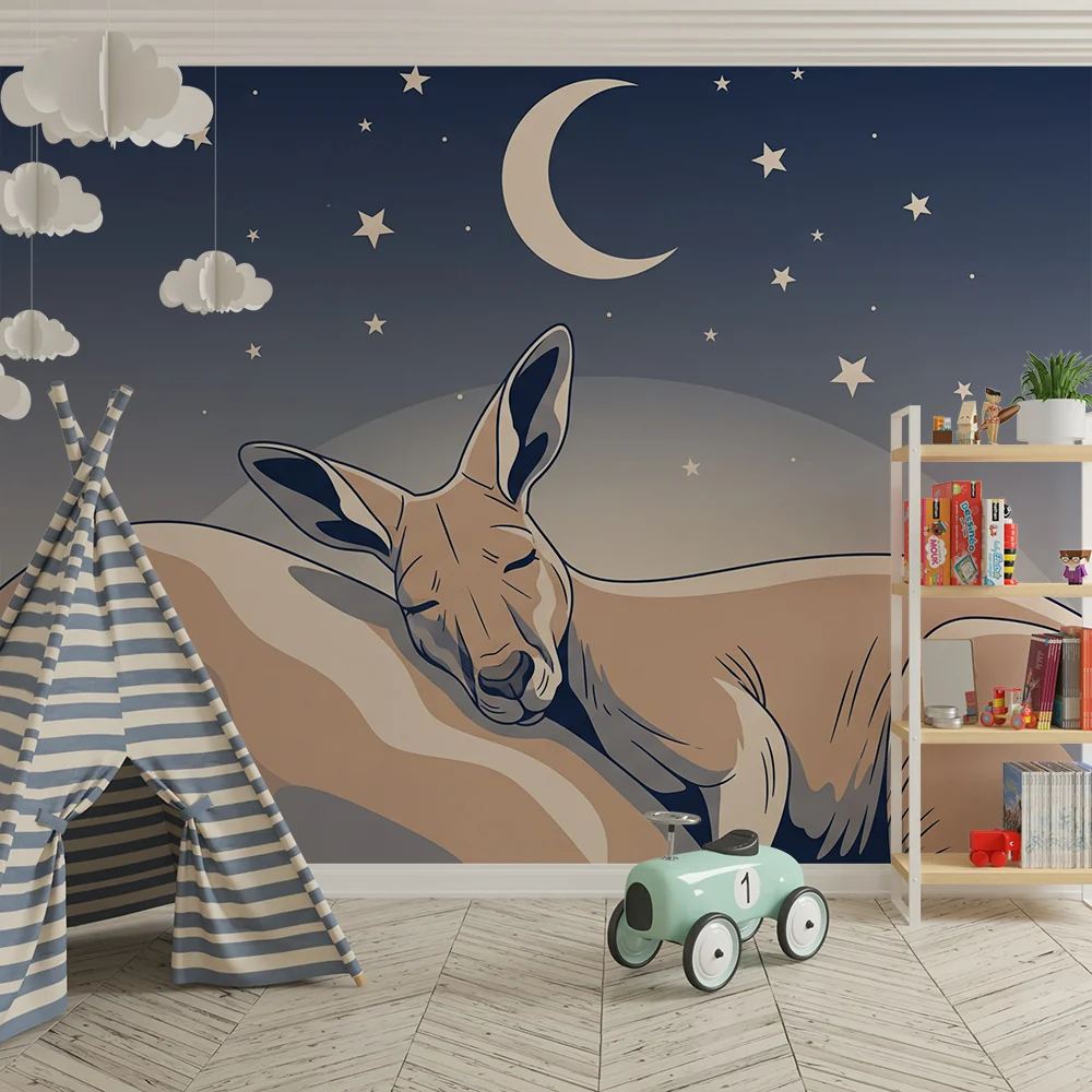 Papel de parede quarto bebê | Спящ кенгуру под звездите