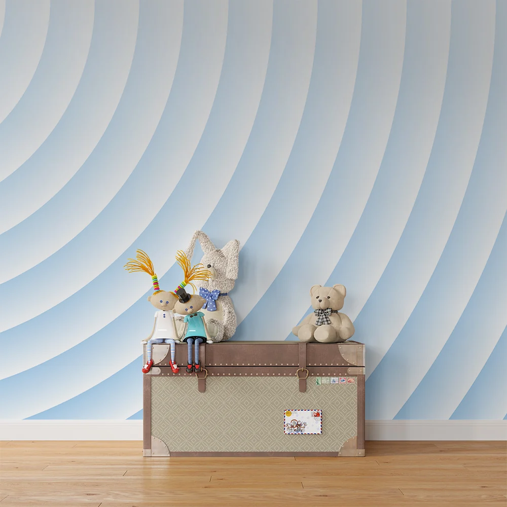Papel de parede quarto bebê | Меки и успокояващи вълни в синьо