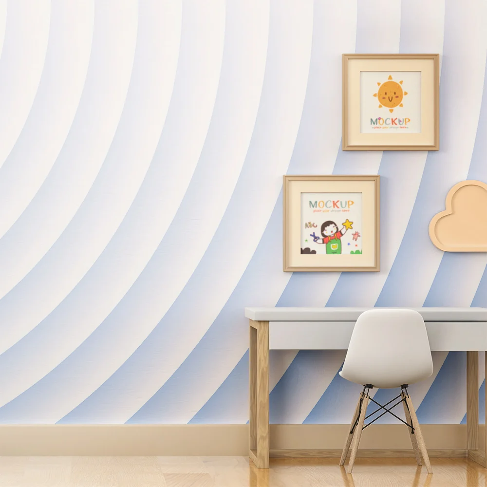 Papel de parede quarto bebê | Меки и успокояващи вълни в синьо