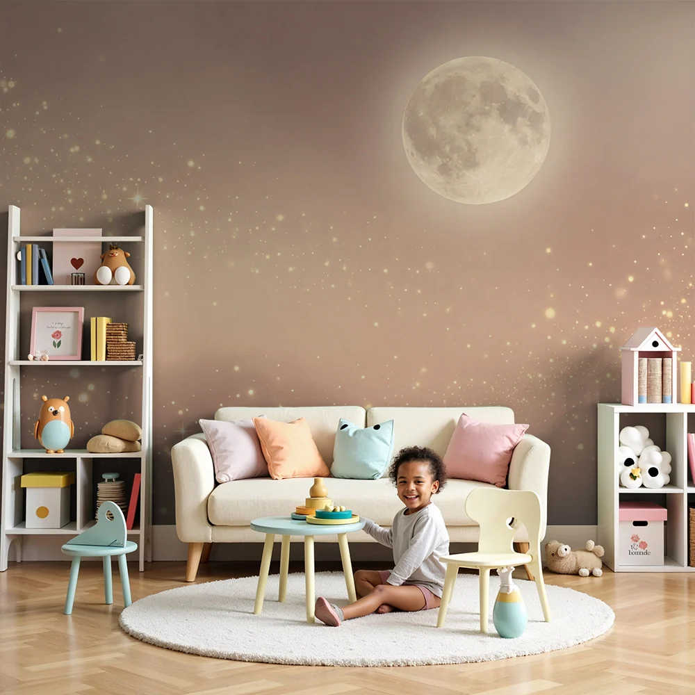 Papel de parede quarto bebê | Звездна нощ и светещ месец