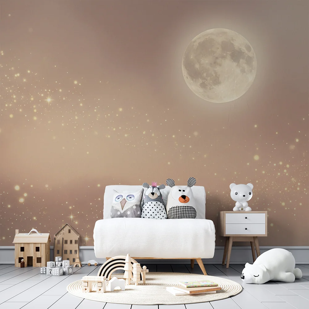 Papel de parede quarto bebê | Звездна нощ и светещ месец