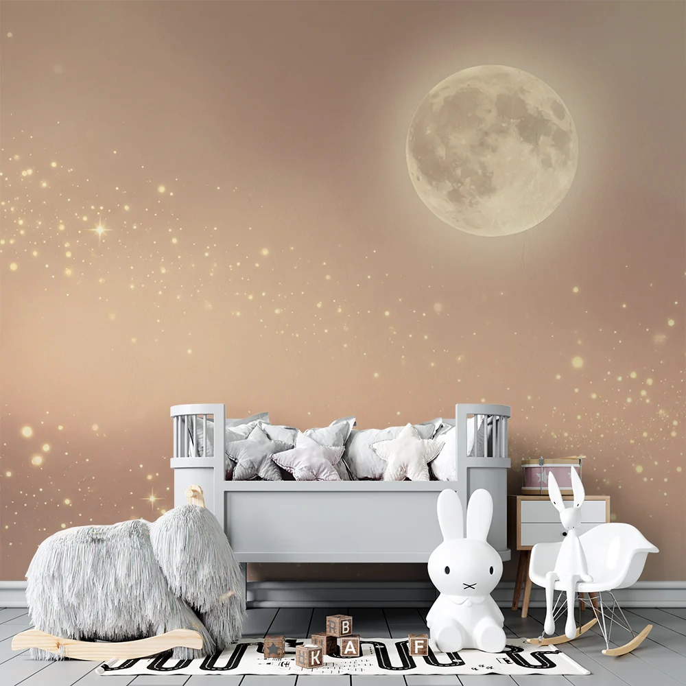 Papel de parede quarto bebê | Звездна нощ и светещ месец