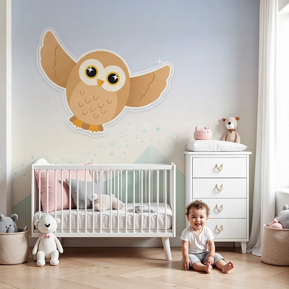 Papel de parede quarto bebê | Сладко сова лети над планините