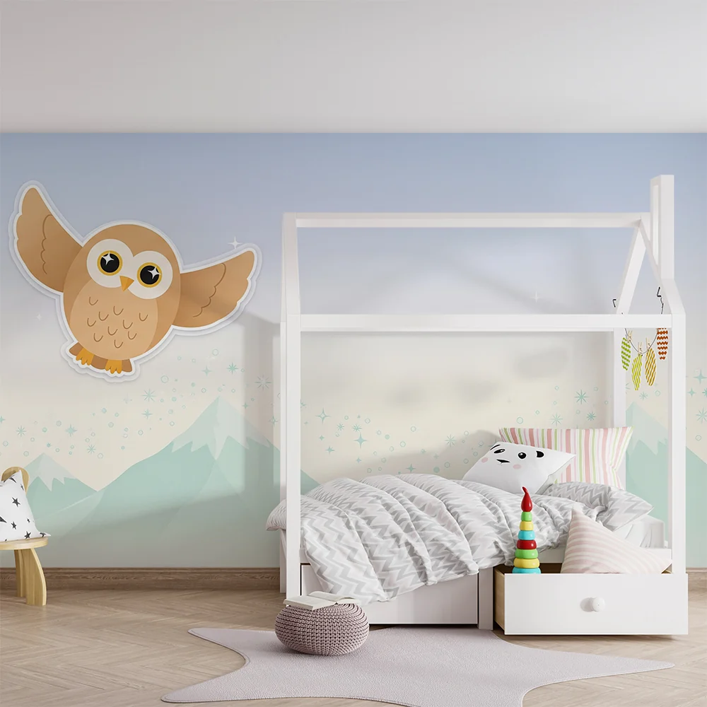 Papel de parede quarto bebê | Сладко сова лети над планините