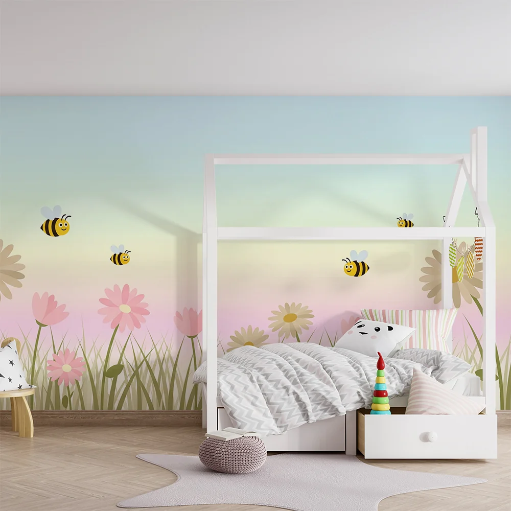 Papel de parede quarto bebê | Цветя и пчели