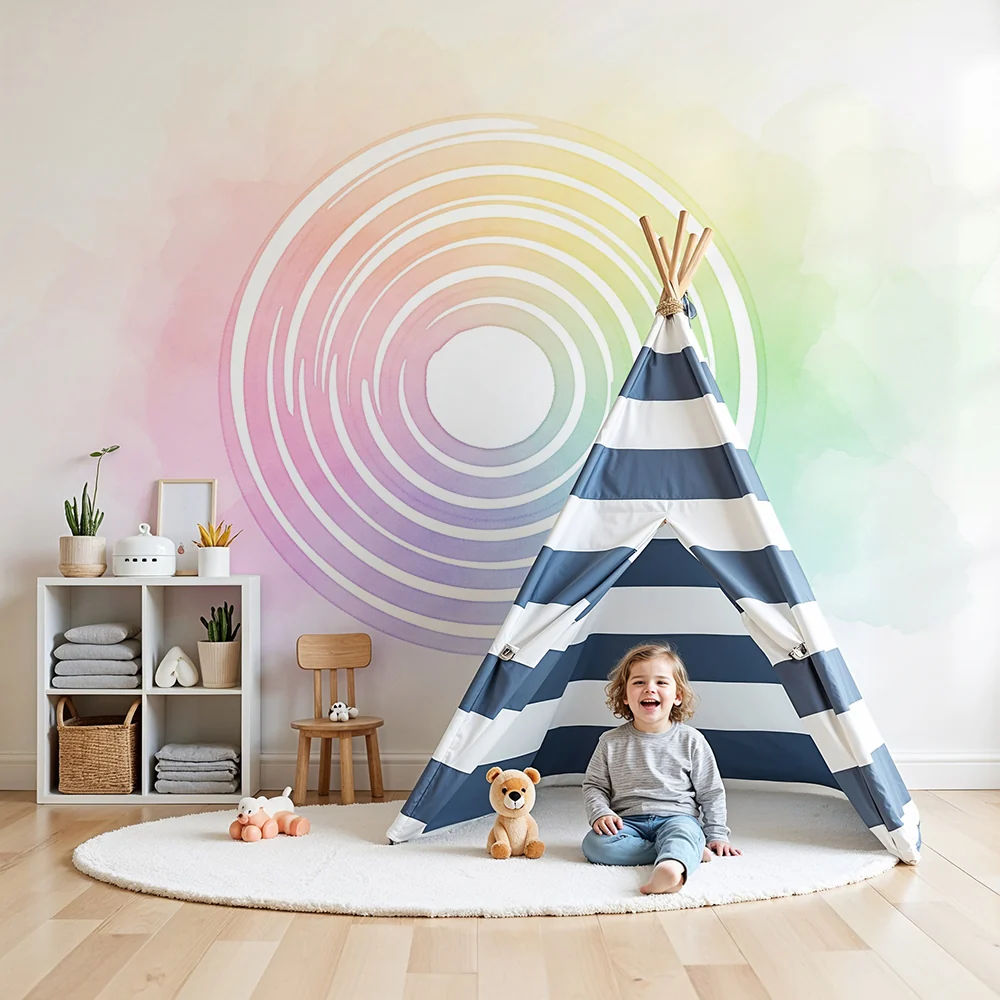 Papel de parede quarto bebê | Цветни пастелни градиентни кръгове