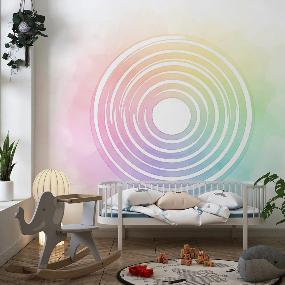 Papel de parede quarto bebê | Цветни пастелни градиентни кръгове