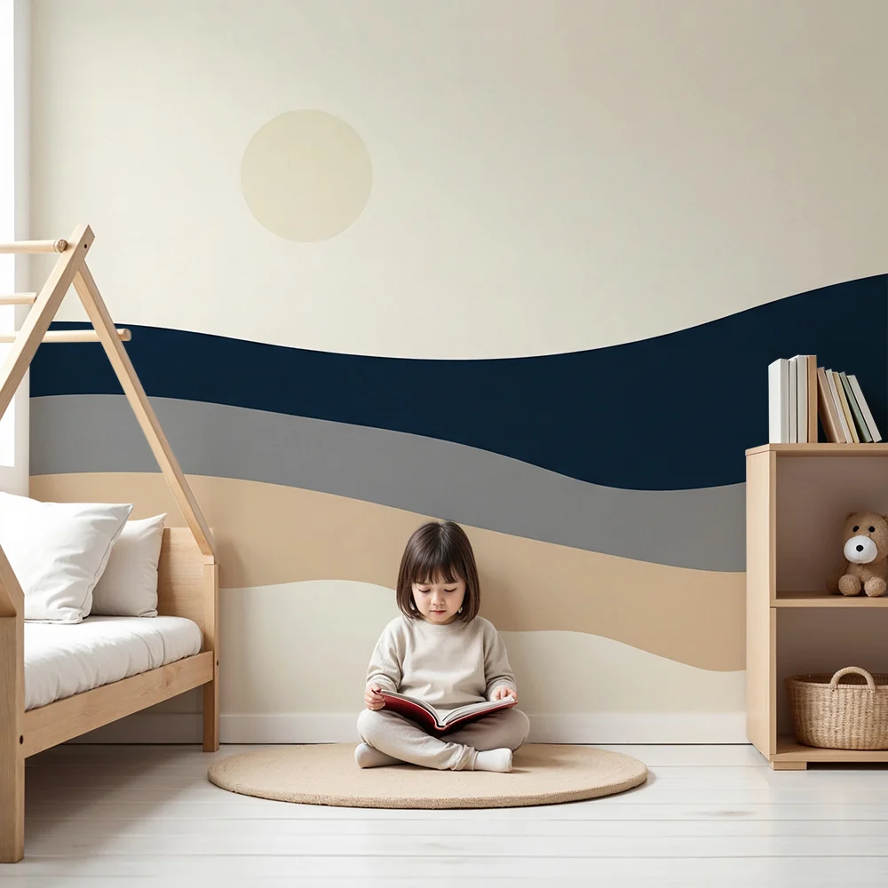 Papel de parede quarto bebê | Меки вълни и успокояваща атмосфера