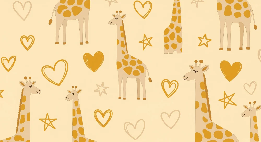 Papel de parede quarto bebê | Adoráveis girafas e padrões lúdicos