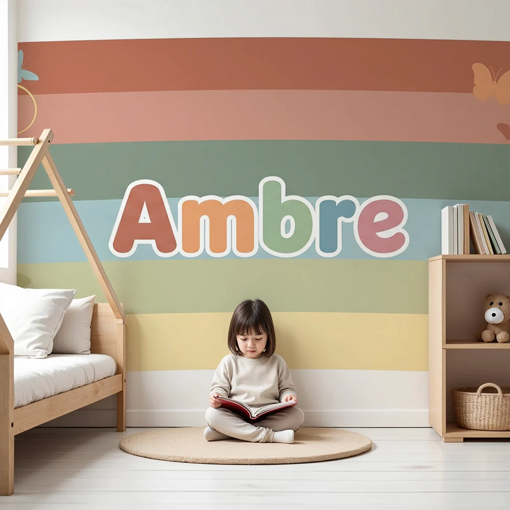 Papel de parede quarto bebê | Borboleta padrões e cores suaves