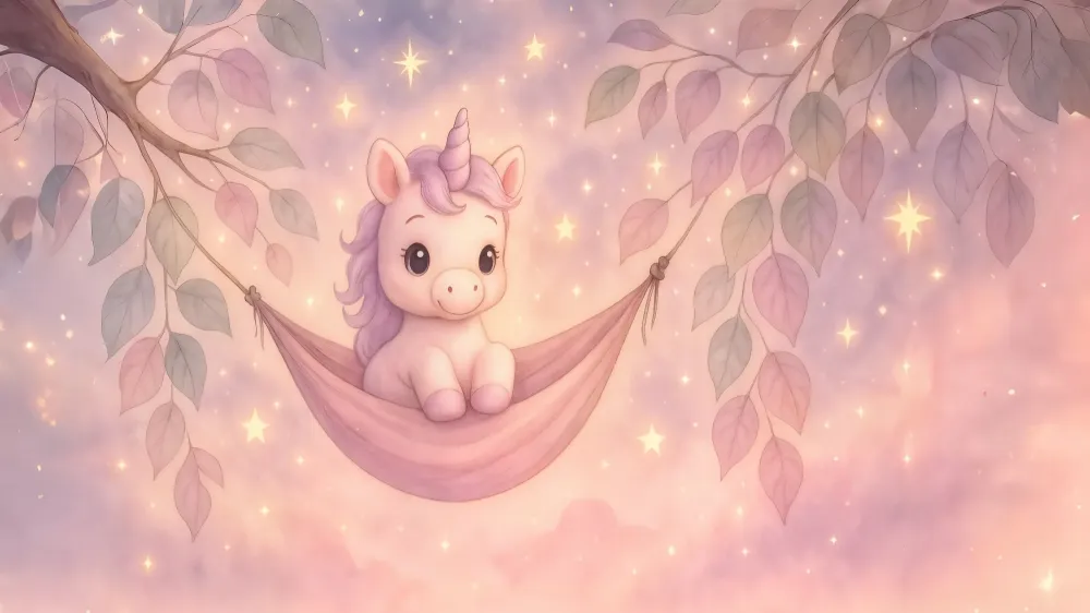 Papel de parede quarto bebê | Celestial unicorn and sparkling stars