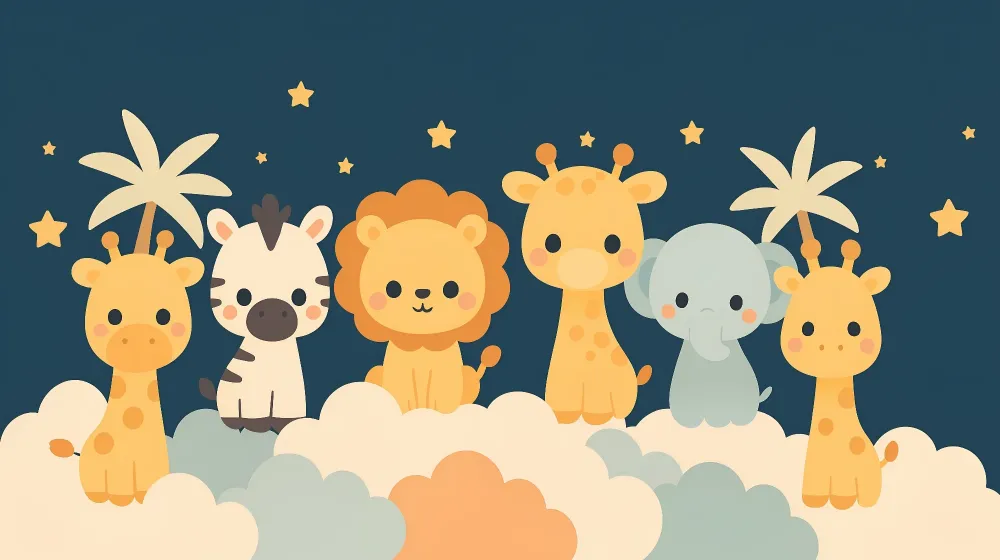 Papel de parede quarto bebê | Cute animals and stars