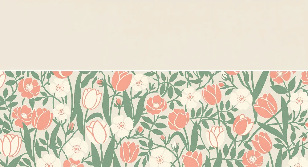 Papel de parede quarto bebê | Decoração floral embaixo e fundo bege em cima