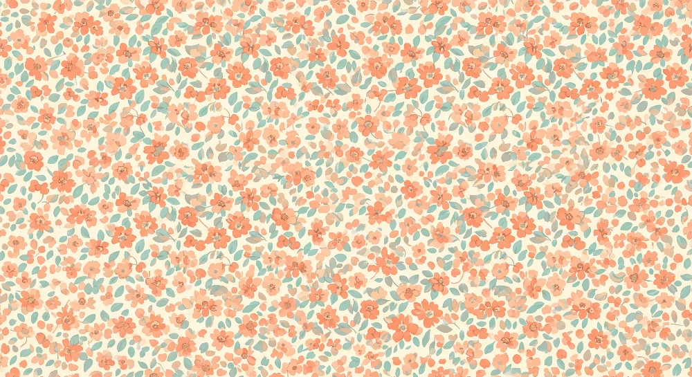 Papel de parede quarto bebê | Delicadas flores em tons de pêssego e menta