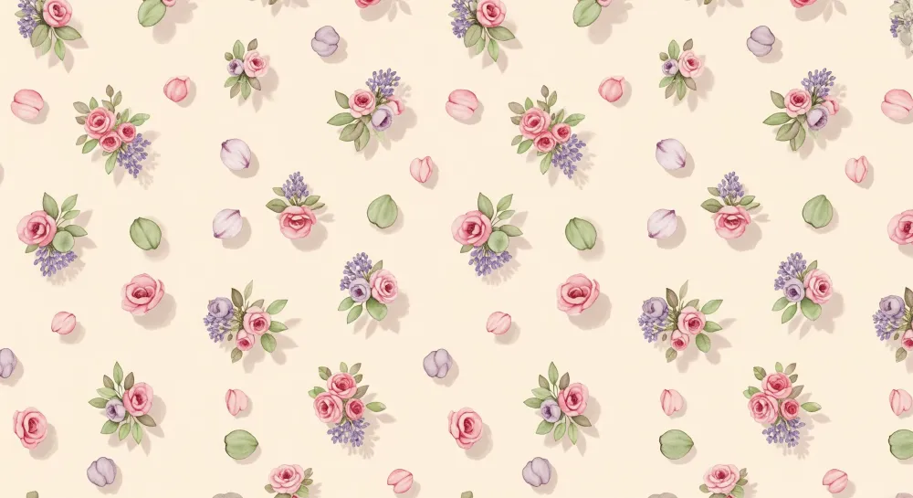 Papel de parede quarto bebê | Delicadas flores e rosas em fundo creme