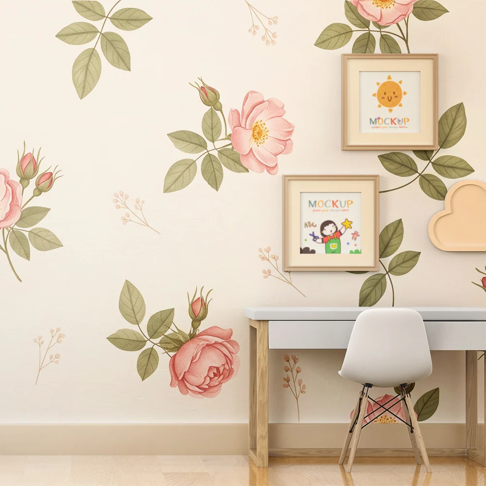 Papel de parede quarto bebê | Delicadas flores e rosas pastel
