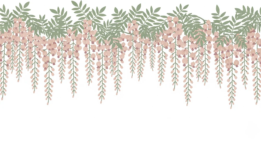 Papel de parede quarto bebê | Delicadas flores e folhagem calmante