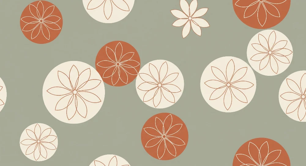 Papel de parede quarto bebê | Delicadas flores e círculos coloridos