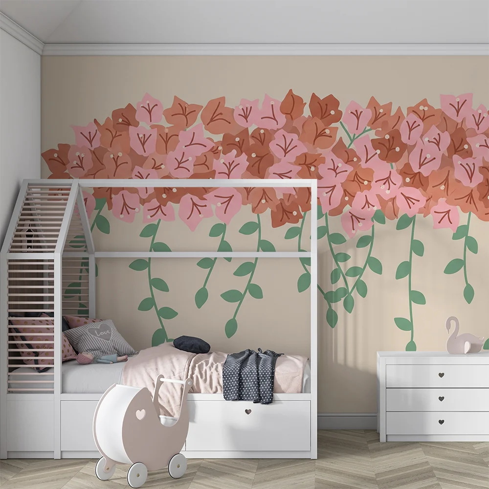 Papel de parede quarto bebê | Delicadas e harmoniosas flores